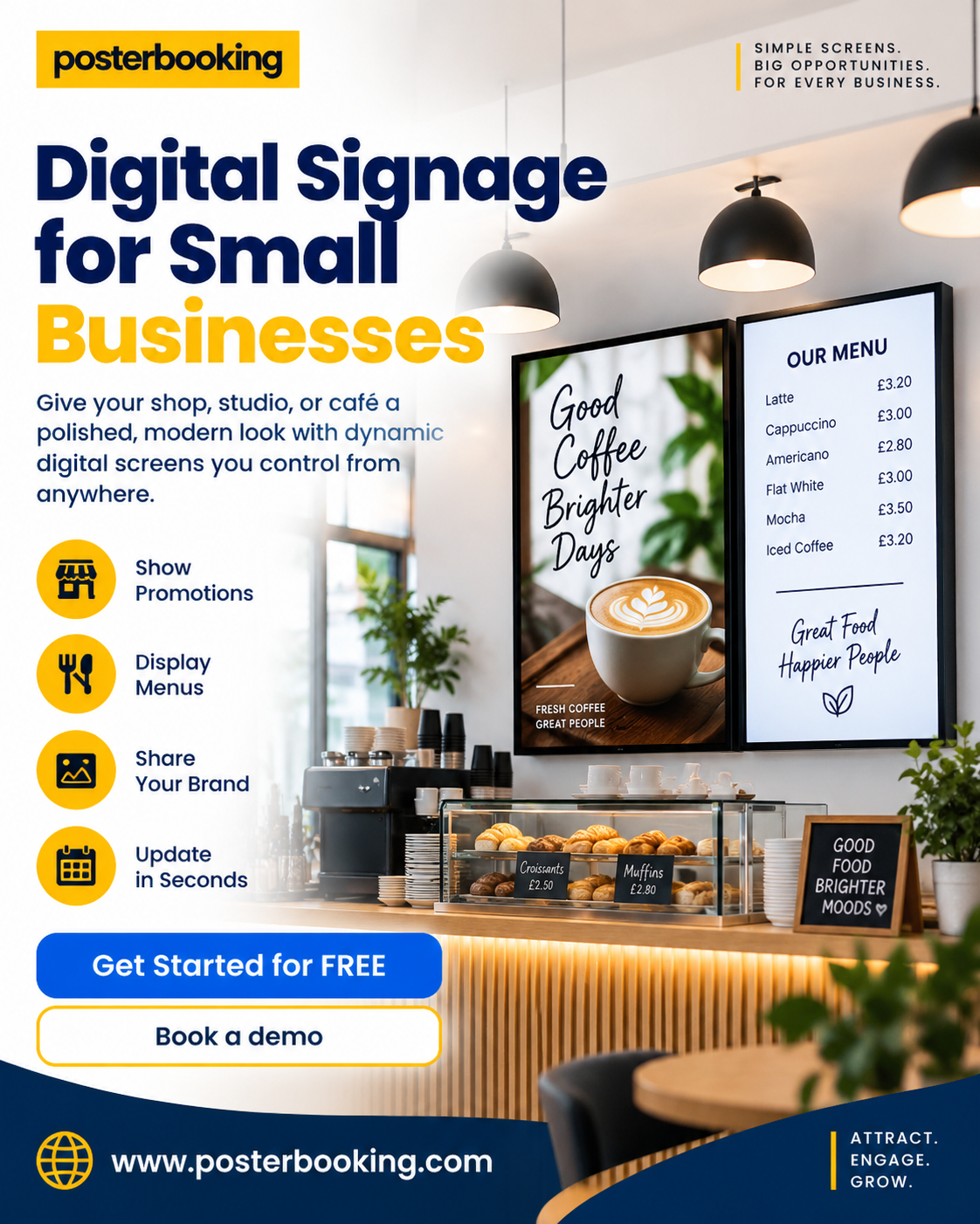 Digital signage campaign designed by Postivo for PosterBooking